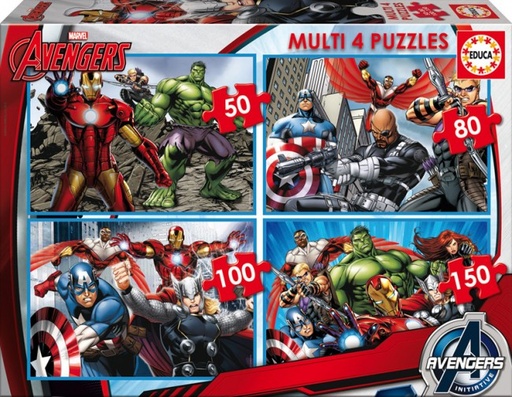 [E16331] PUZZLE MULTI 4 PUZZLES AVENGERS FSC